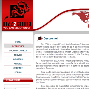 bizz2china - Pagina web de prezentare firma import-export